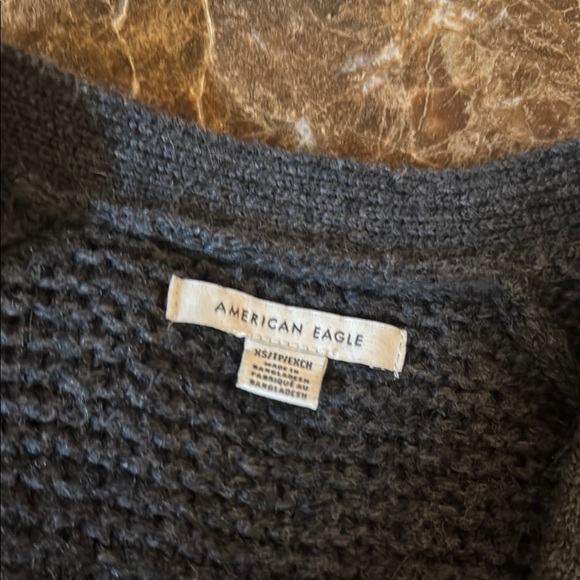 Women's Dark Grey Cropped Cardigan Sweater - Picture 3 of 3